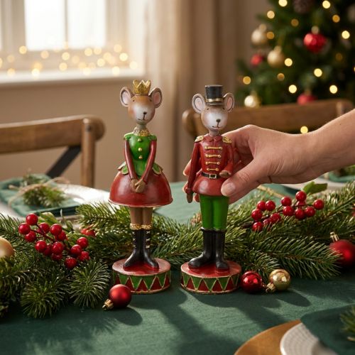Juldekorationsfigurer med mus 14,5 cm rödgrön 2 stycken | Floristik24.se