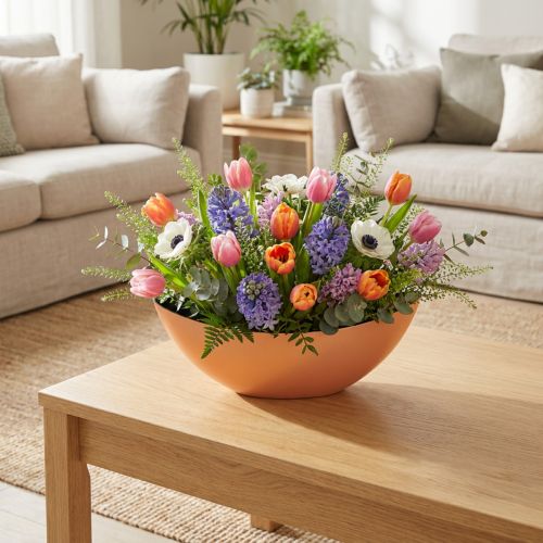 Dekorativ skål/planter, aprikos, 39 cm x 12 cm, H13 cm | Floristik24.se