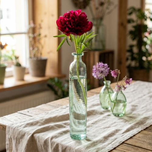 Flaskdekorationsvas, glas, klar/grön, retro, Ø6,5 cm, H30 cm | Floristik24.se