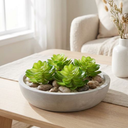 Konstgjord suckulent, grön, för dekoration i skål eller vas, 10 cm, 4 stycken | Floristik24.se