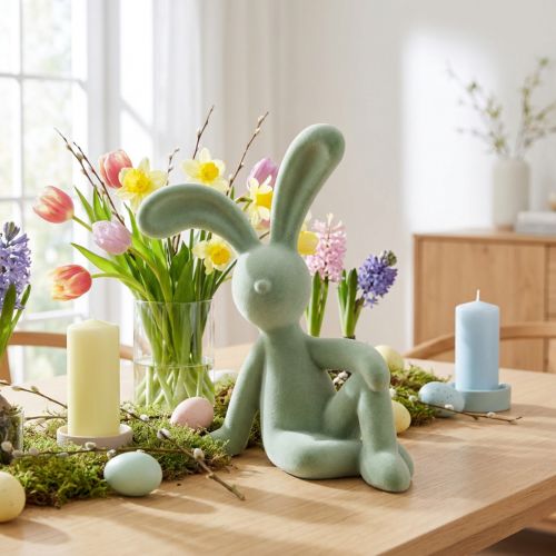 Artikel Dekorativ kaninfigur, söt figur för vårstämning i alla rum, 38 cm