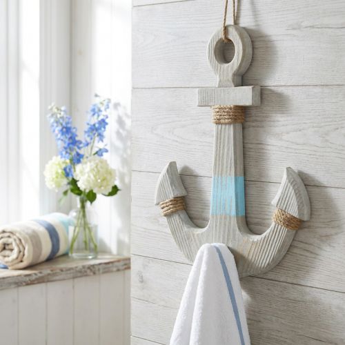 Ankare för upphängning, maritim dekorationskrok, badrumsinredning i trä, vintagelook H39cm | Floristik24.se