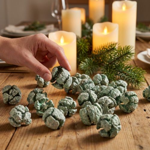 Artikel Cypress kottar frostad naturlig dekoration 3cm grön 500g