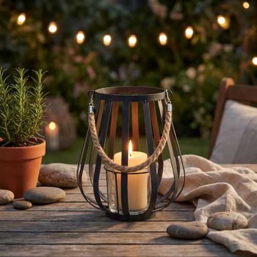 Artikel Metalllykta med glas, antracit, Ø23cm, H27cm