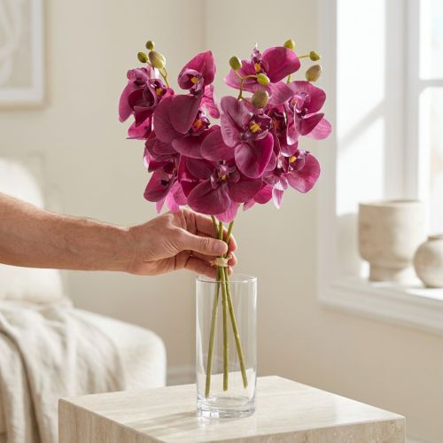 Artikel Konstgjorda orkidéer lila konstgjorda blommor som riktiga 56cm 3 st
