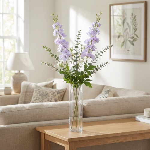 Konstgjorda blommor Delphinium ljuslila på stjälk 90cm 2st | Floristik24.se