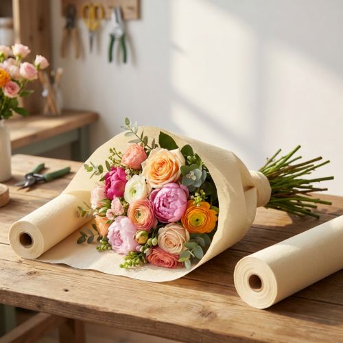 Artikel Blomcrepe champagnekräm B10cm L250cm 2st