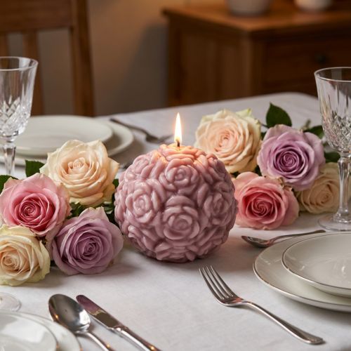 Kulljus med rosenmotiv som romantisk bordsdekoration | Floristik24.se
