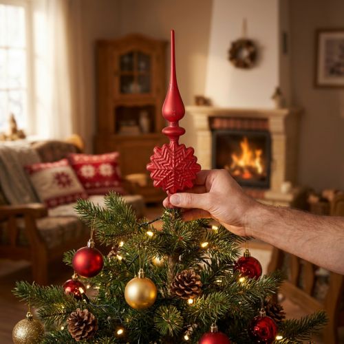Julgranstopper röd Julgranstopper glas H34cm 1 st | Floristik24.se