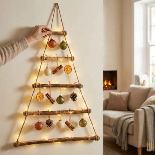 Väggdekoration i trä boho juldekoration flammig 75×105cm | Floristik24.se