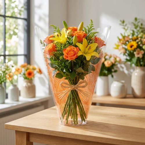 Blompåse jutemönster orange L40cm B12-30 50 st | Floristik24.se