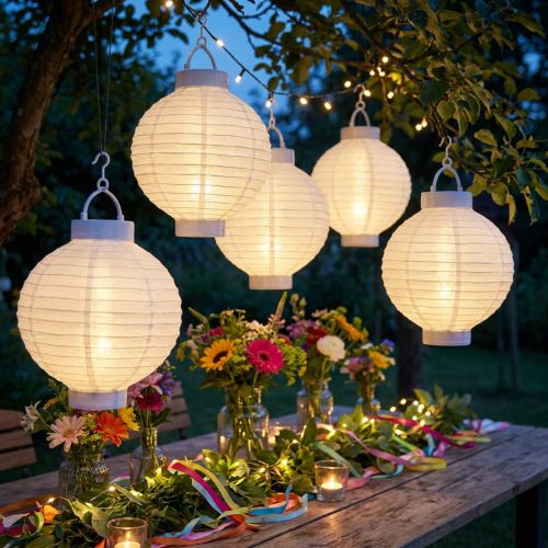 Lantern LED med sol 20cm vit | Floristik24.se