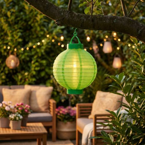 Lampion LED med solenergi 20cm grön | Floristik24.se