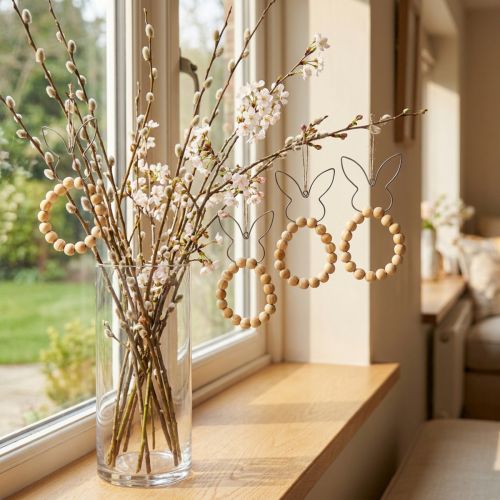 Dekorativt hänge Kaniner Dekorativa träpärlor Metall 8,5cm×18cm 4 st | Floristik24.se