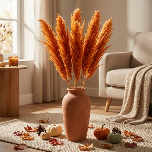 Artikel Torkat gräs, rörgräs, dekorativt gräs, apelsin, höstdekoration, 70 cm, 10 stycken