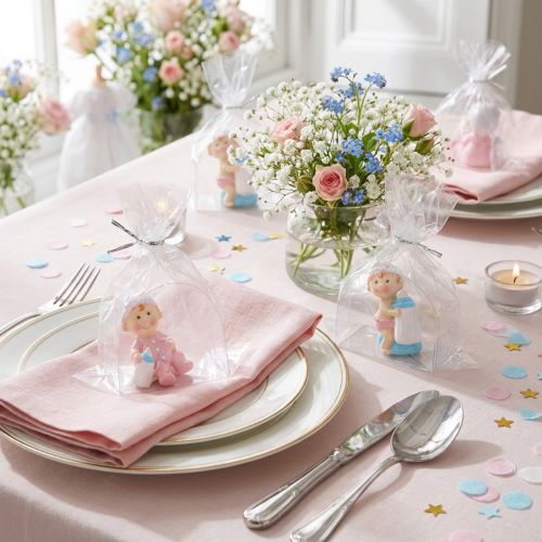 Artikel Dekorativ figur babyblå, rosa 4,5 cm 2st