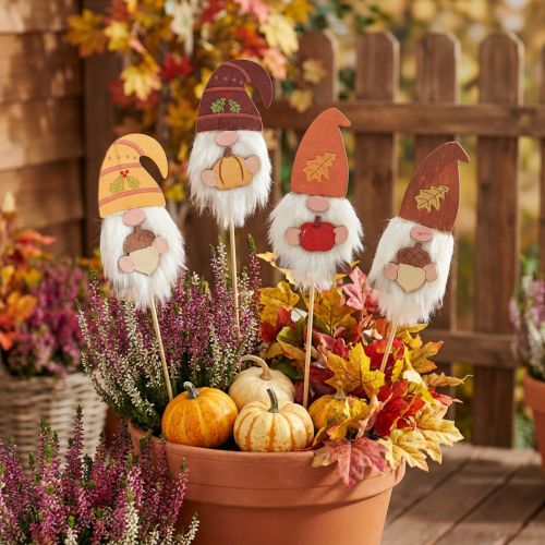 Artikel Trädgårdsstakar Gnome Höstdekoration Trä Assorterad 39cm 8 st