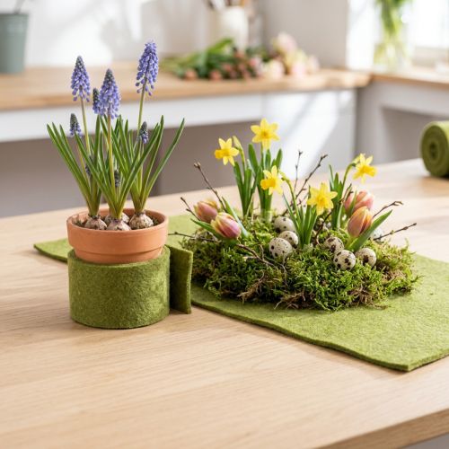 Artikel Filtband grönt ullband mossgrönt B7/15cm L1m/1m set om 2