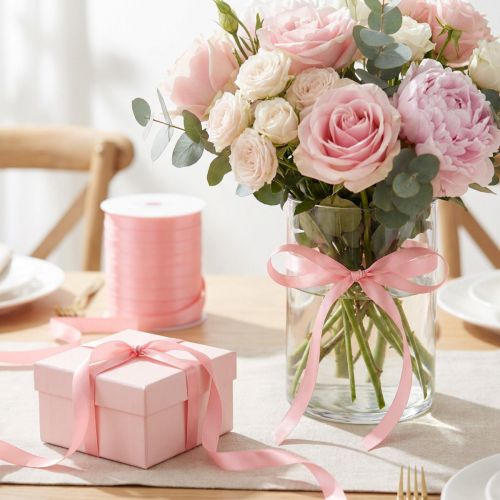 Band för att dekorera presenter, perfekt för speciella tillfällen, rosa, 10mm, 250m | Floristik24.se
