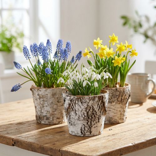 Björkkruka liten kruka björk vit Ø10cm H8,5cm 6 st | Floristik24.se
