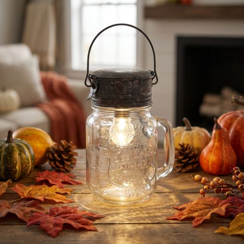 Dekorativt dricksglas med LED-lampa Ø8cm H16cm | Floristik24.se