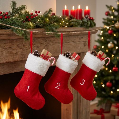 Adventskalender för att fylla stövlar filt röd vit 155cm | Floristik24.se