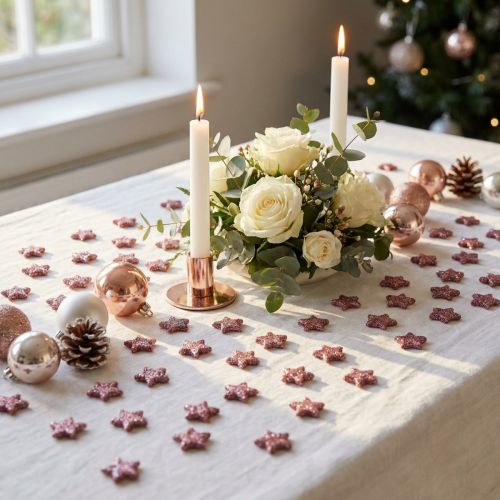 Mini spridd dekoration stjärnor dekoration glimmer rosa 1,5cm 144 st | Floristik24.se