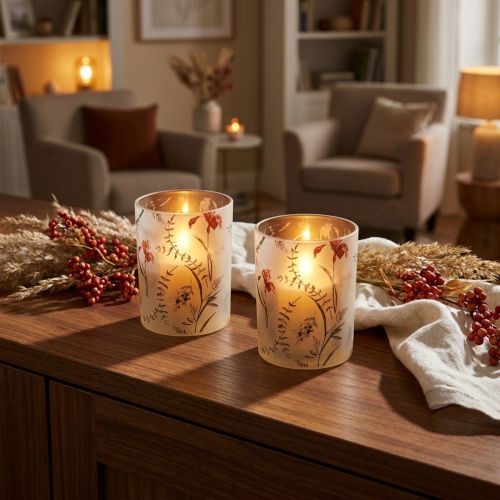 Artikel Elegant ljusstake med blommotiv för harmonisk rumsdesign, 12,5 cm, 2 stycken