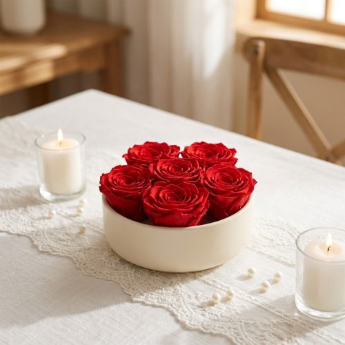 Artikel Röda rosor Infinity Roses Äkta roshuvuden Röda Ø6cm 6 st