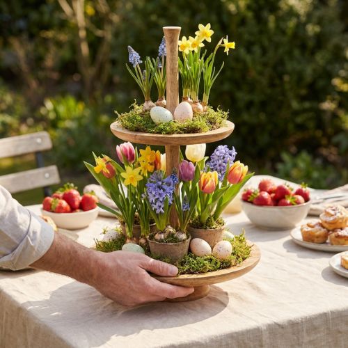 Tårtställ trädekor 2-vånings naturrund Ø31/20cm H45cm | Floristik24.se