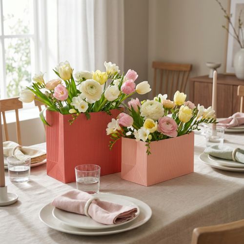 Artikel Blompåse extra lång med folie laxrosa 24x12cm 6 st