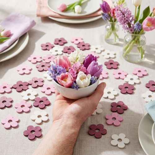Strödekoration träblommor bordsdekoration rosa lila vit Ø4cm 72 st | Floristik24.se