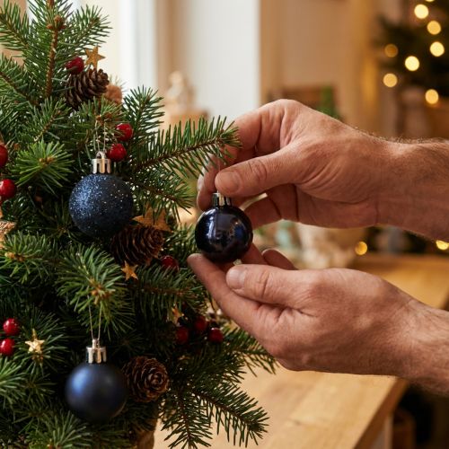 Mini julgranskulor, blå, splitterfri mix, Ø3 cm, 14 stycken | Floristik24.se