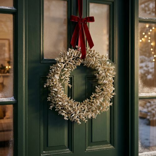 Deco krans konstgjord eukalyptus Gyllene, snöad Ø36cm | Floristik24.se