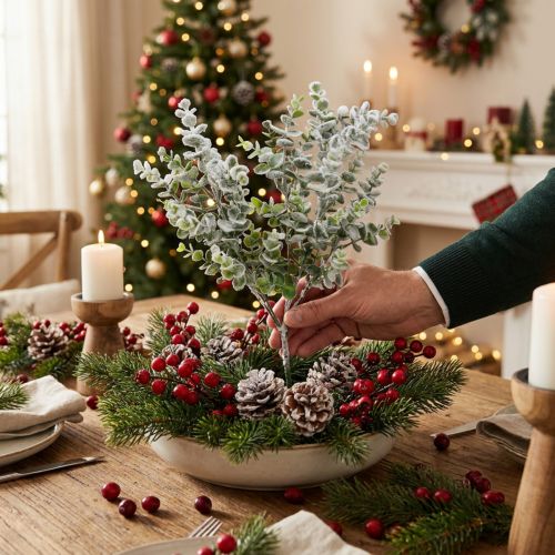 Artikel Konstgjord eukalyptus gren insnöad deco gren eukalyptus jul 48cm