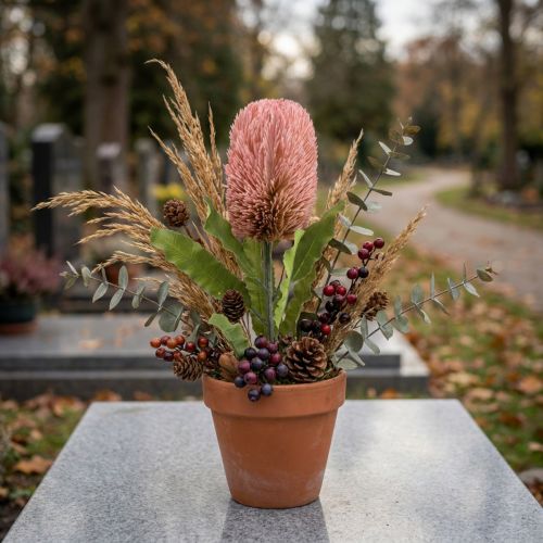 Konstgjord blomma Banksia rosa höstdekoration jubileumsblomster 64cm | Floristik24.se