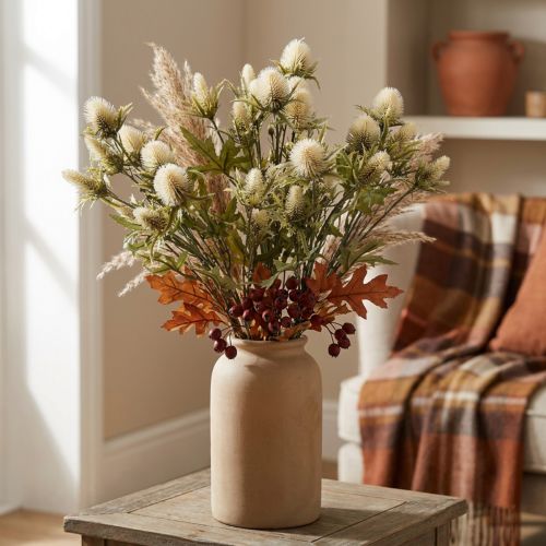 Artikel Tistel konstgjord deco grenkräm 10 blomhuvuden 68cm 3st