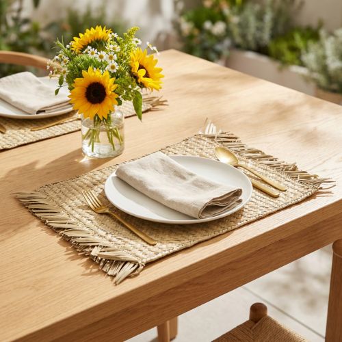Bordsunderlägg sjögräs rektangulär bordsdekoration vattenhyacint natur 33 × 48cm | Floristik24.se