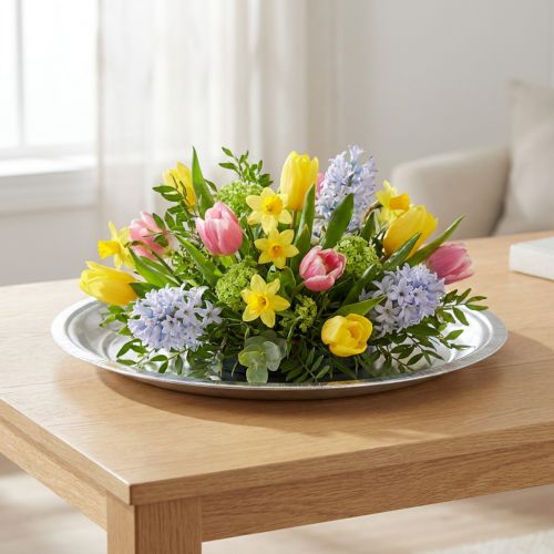 Dekorationsplatta metall silver glänsande Ø36cm H3cm | Floristik24.se