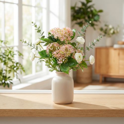 Snowball bush grön rosa vit konstgjord 49cm | Floristik24.se