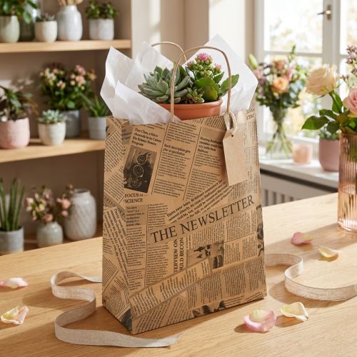 Artikel Pappersbärkassar papperspåsar presentpåsar 18x9cm tidning 50st