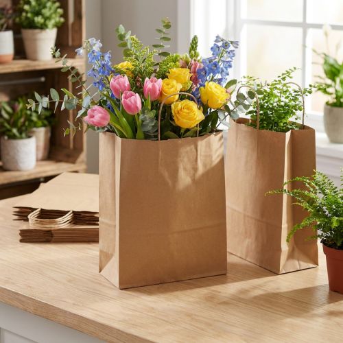 Pappersbärkassar papperspåsar presentpåsar 33,5x14cm 50 st | Floristik24.se