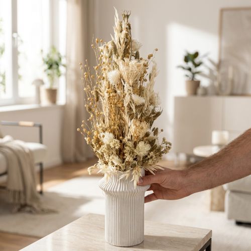 Torkade blommor vitguld dekorativa mössblommor Phalaris 30cm 200g | Floristik24.se