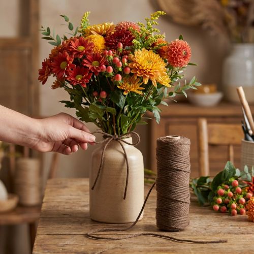 Veketråd, ullsnöre, brunt, 55m dekorativt snöre för blomsterhandel och hantverk | Floristik24.se
