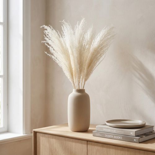 Torkade blommor, silvergräs. Elegant naturlig dekoration för hem och kontor. 70 cm, 10 stycken. | Floristik24.se