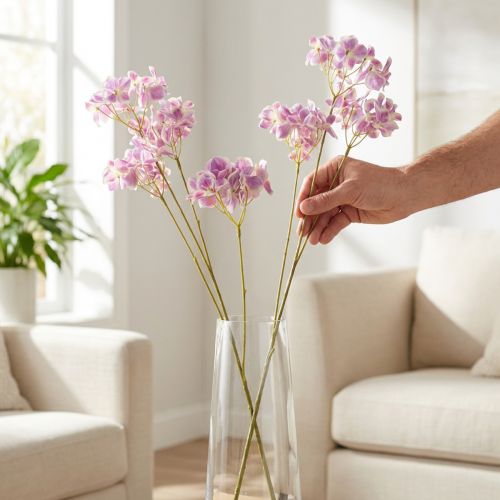 Artikel Konstgjord hortensia, lättskött, för långvarig dekoration, 110 cm, 2 stycken