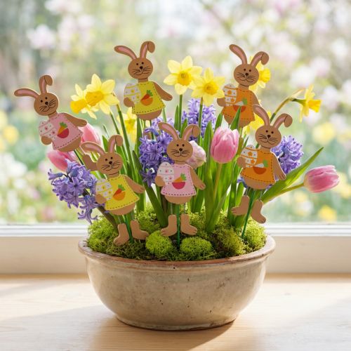 Påskplugg kaniner med ägg 12cm L29cm 15 st | Floristik24.se
