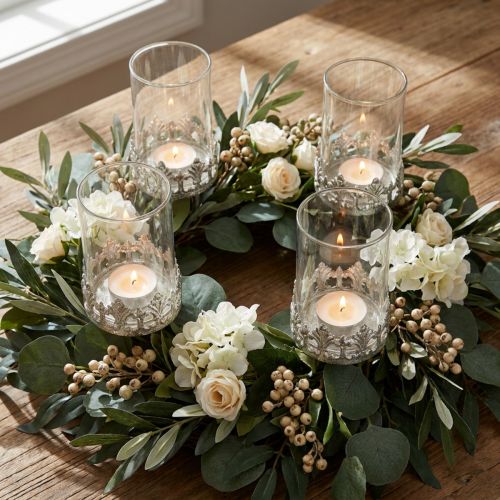 Värmeljushållare med glas för att plugga in vintage silver Ø5,5cm H8cm 4st | Floristik24.se