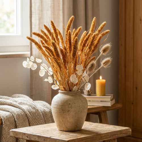 Artikel Torkade blommor Setaria Pumila Apelsin, borst hirs dekorativa korn 72cm 200g