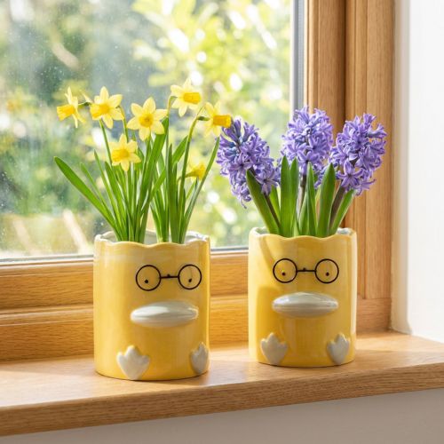 Artikel Cylindrisk dekorativ ankvas i keramik för ett elegant hem, 13 cm, 2 stycken